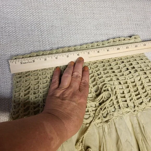 Chaudry KC Womens Bohemian Maxi Skirt Beige Cotton Blend Crochet Waist Size S - Picture 5 of 15